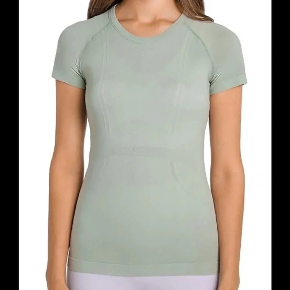 Unbranded Seamless Short Sleeve Workout Top Women 8 Sage Green